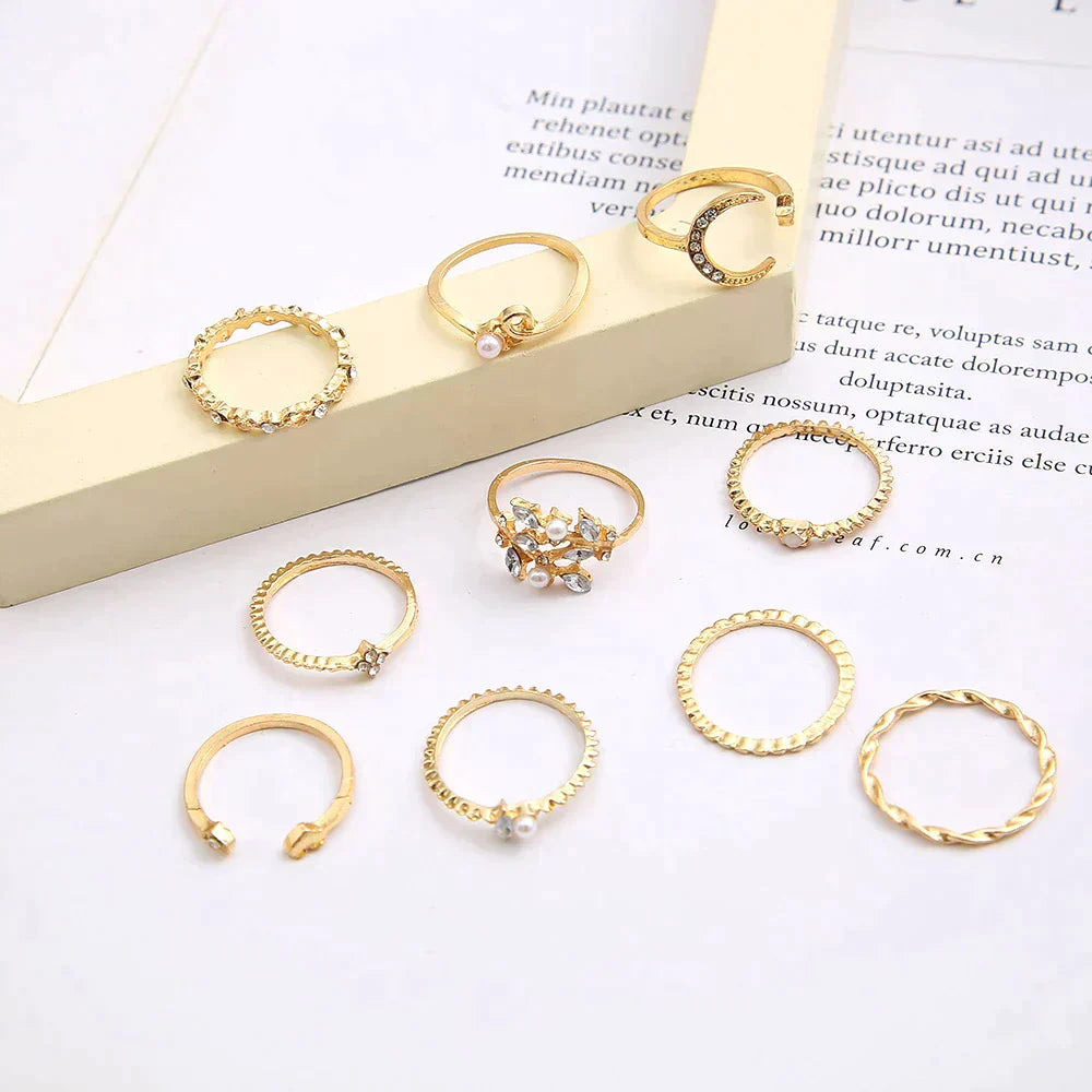 Aspen™ | Set of 10 Bohemian Rings in Silver and Gold