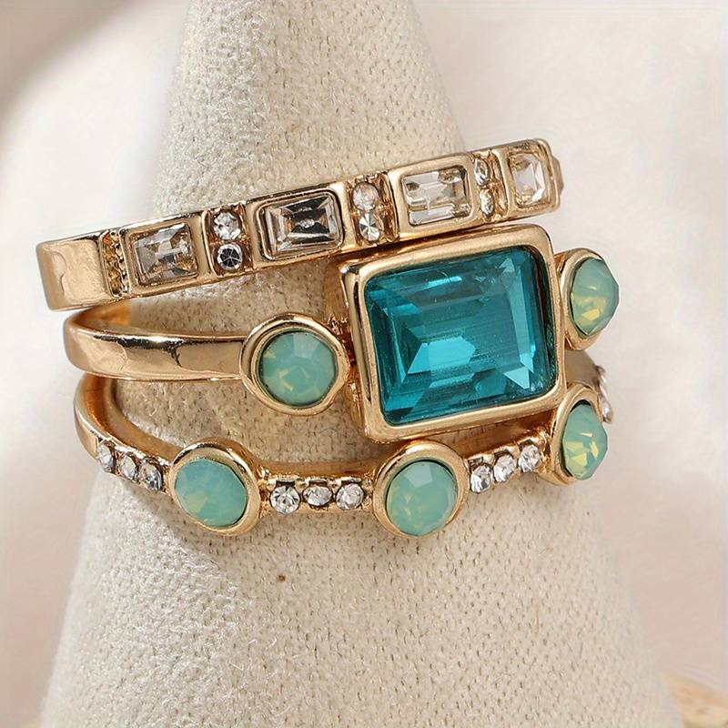 Aspen™ | Ring Set with Blue Crystal